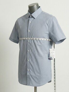 Express Fitted Button Up Dress Slim Shirt Mens Size L Short Sleeve Gray